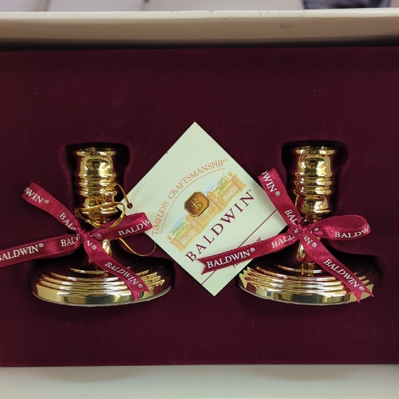 Baldwin Brass, 3-in Set Of Two Candlestick Holders. New In Box - Picture 1 of 7